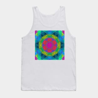 Mosaic Kaleidoscope Flower Red Green and Blue Tank Top